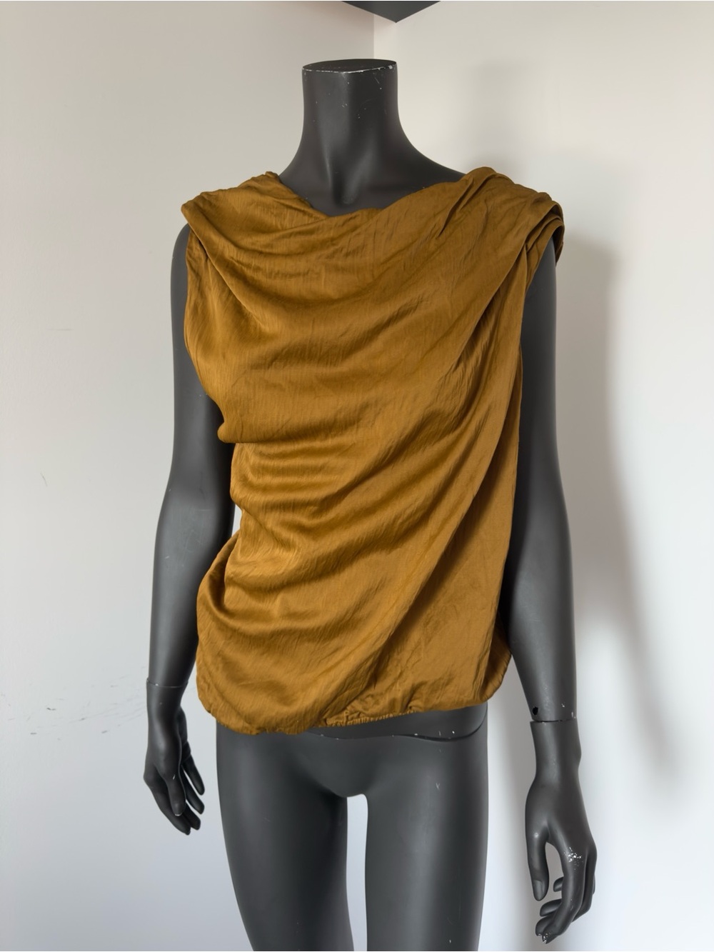 352. Zara Satin Sleeveless Top in Golden Brown - Picture 6 of 11